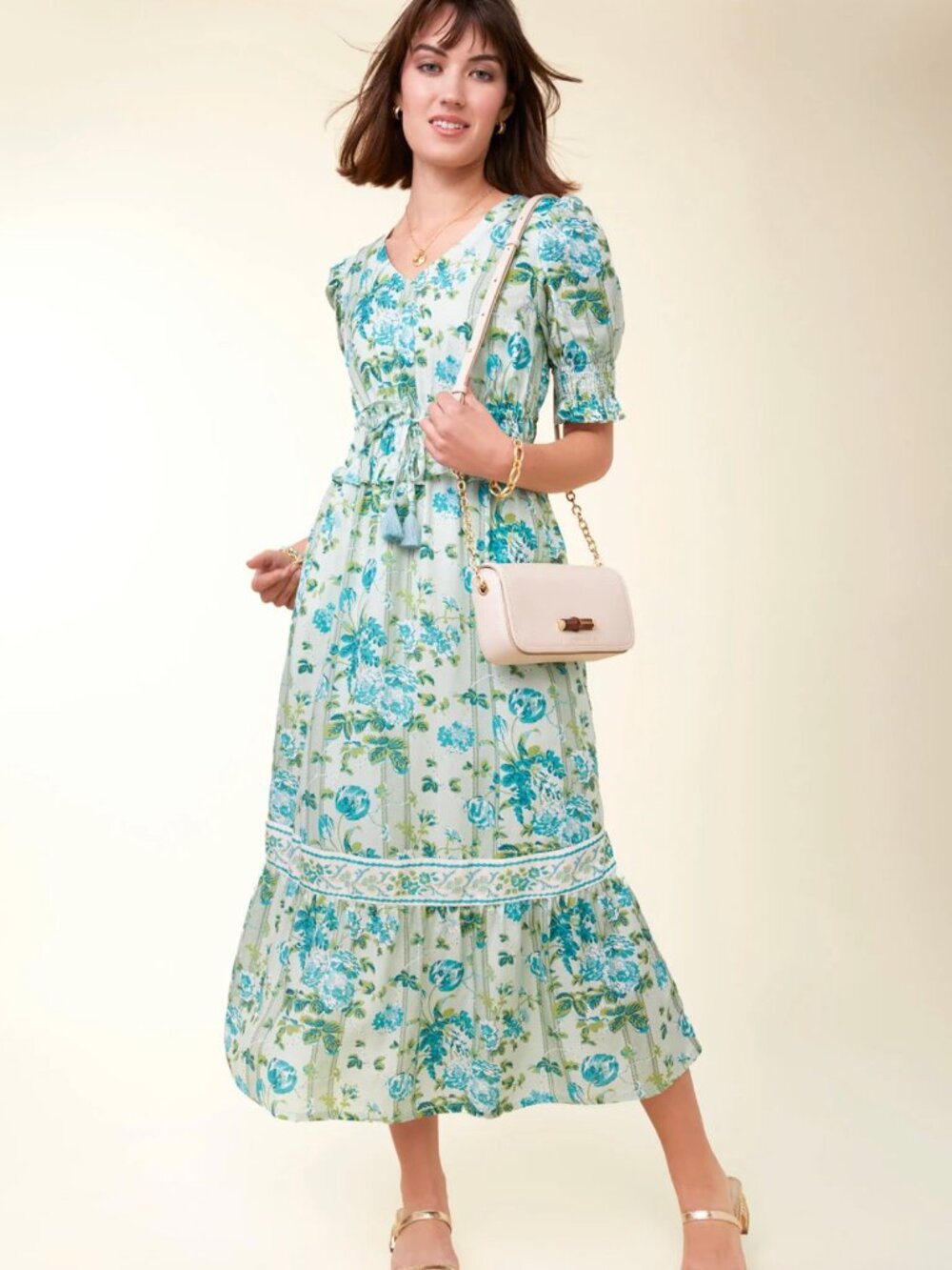 Spartina 449 Robyn Midi Dress Ogeechee Bouquet Stripe XXL With Pockets